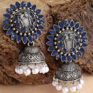 Blue Jhumka Oxydized earrings